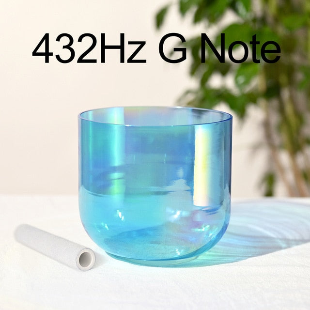 432Hz 7 Inch Color Clear Cosmic Light Chakra Alchemy Crystal Singing Bowl
