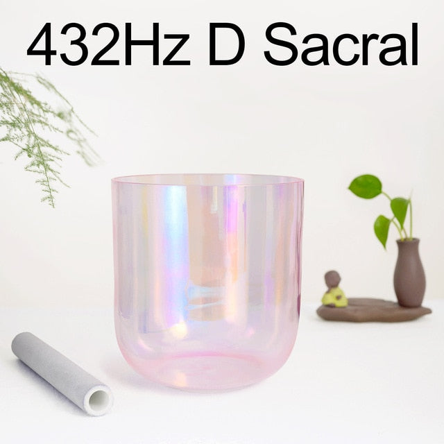 432Hz 7 Inch Color Clear Cosmic Light Chakra Alchemy Crystal Singing Bowl