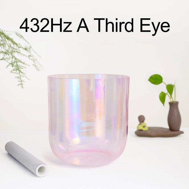 432Hz 7 Inch Color Clear Cosmic Light Chakra Alchemy Crystal Singing Bowl
