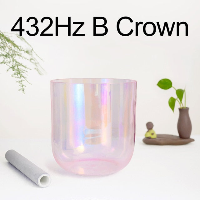 432Hz 7 Inch Color Clear Cosmic Light Chakra Alchemy Crystal Singing Bowl
