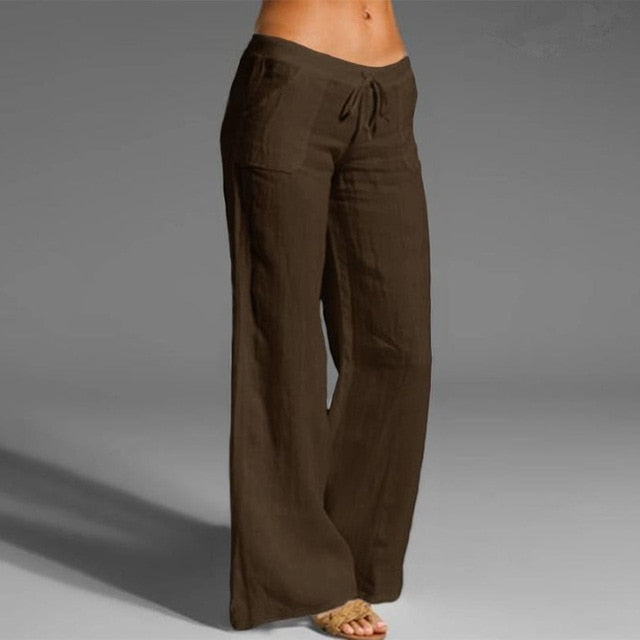 Cotton Linen Trousers Loose Soft Wide Leg