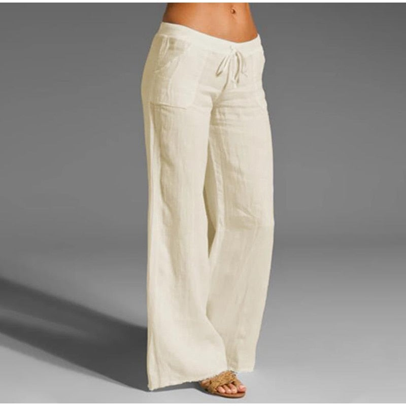 Cotton Linen Trousers Loose Soft Wide Leg