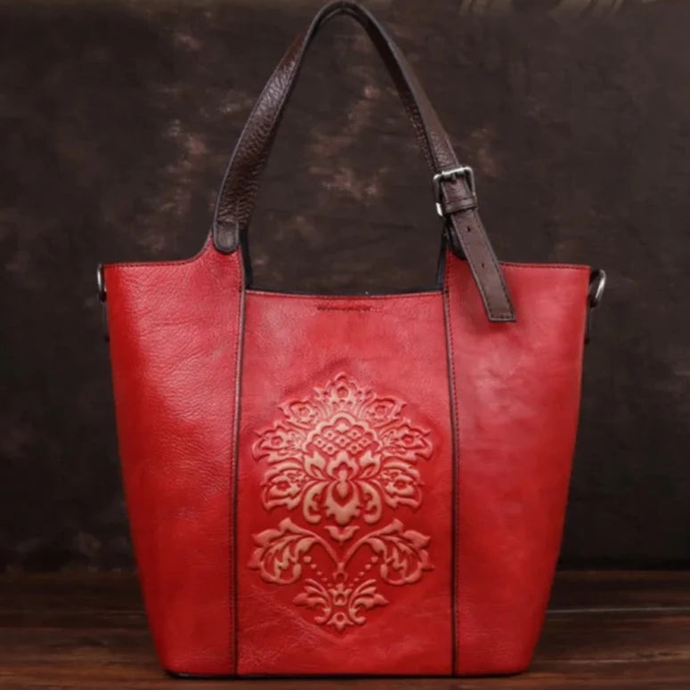 Handmade Embossed Large Luxury Handbag