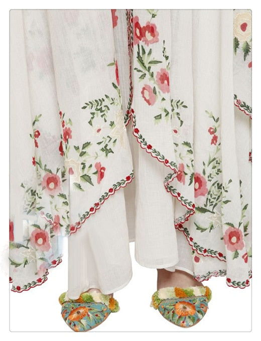 Flower Embroidered Bohemian Sleeveless Maxi Dress