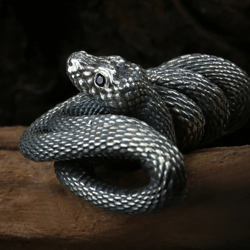Coiled Kundalini Snake Large Pendant 925 Sterling Silver