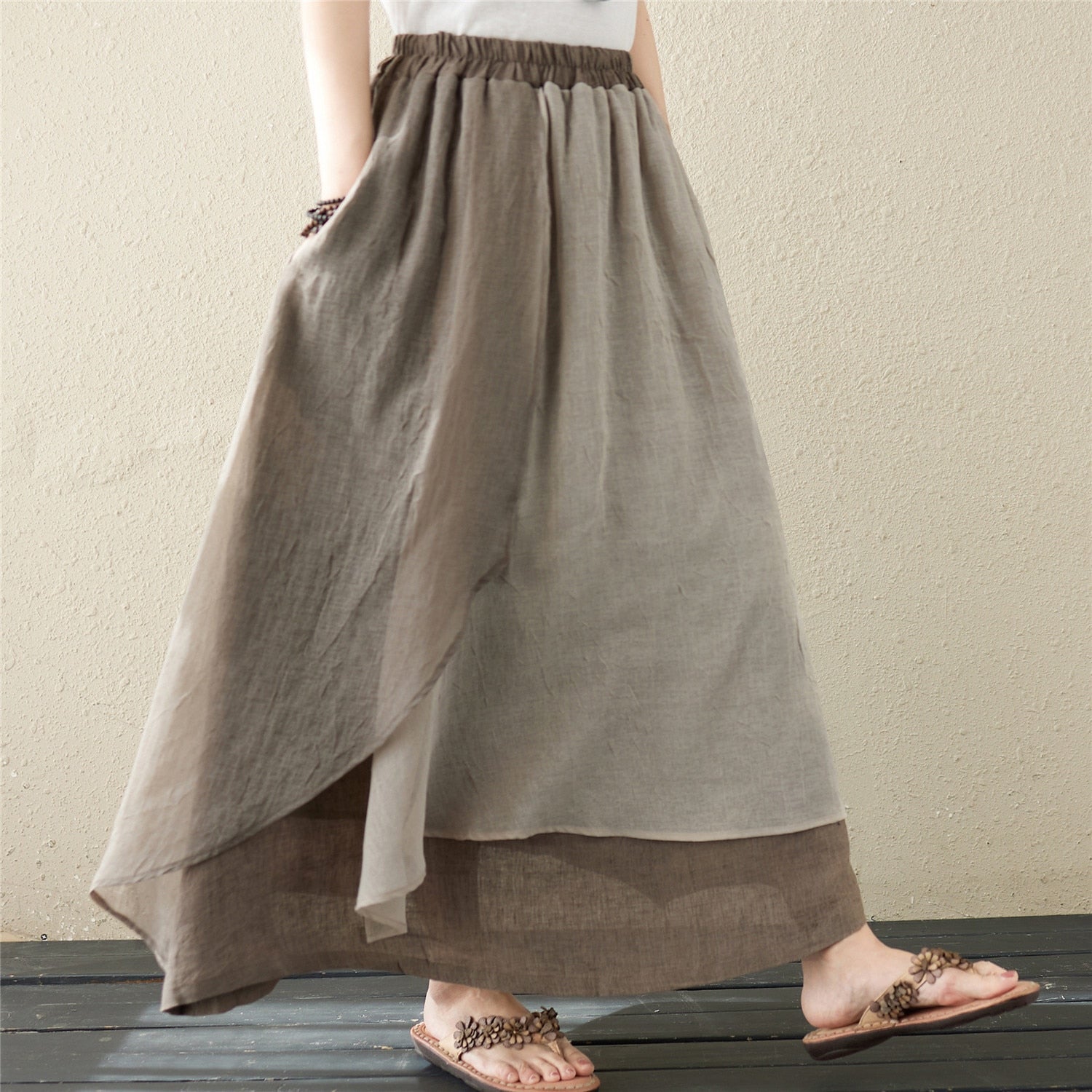 Asymmetrical Long Cotton Hemp Skirt
