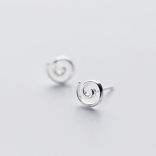 Minimalist Geometric Spiral Stud Earrings 925 Sterling Silver