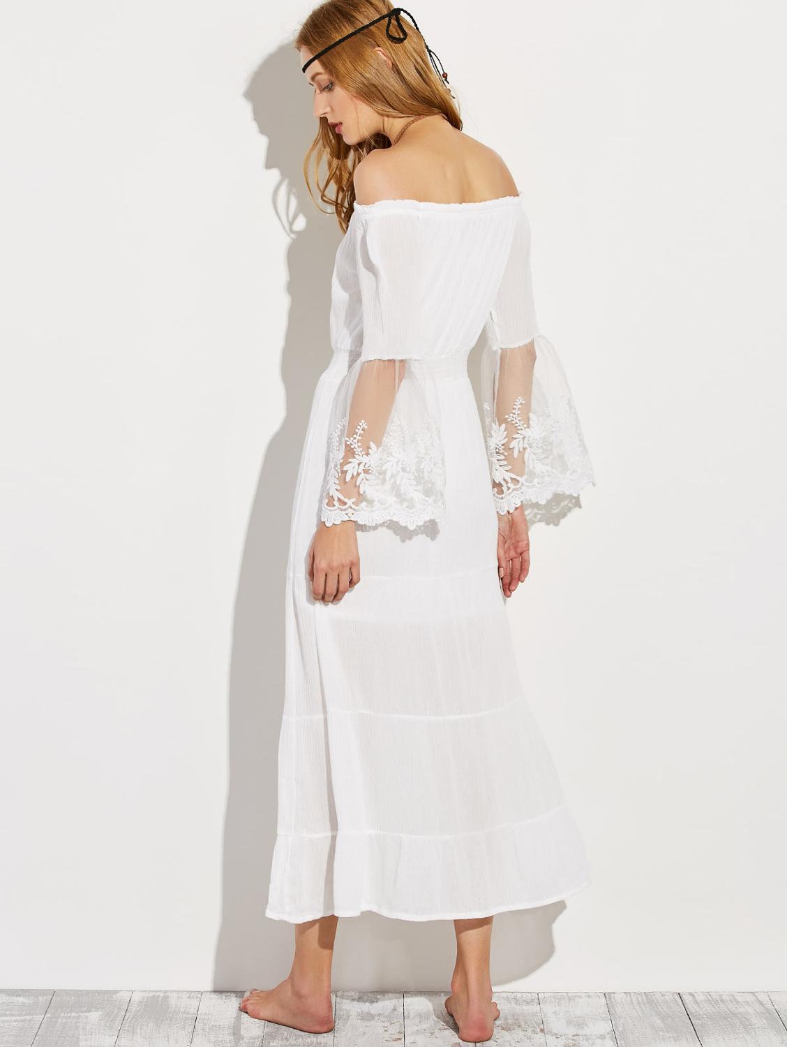 Boho White Sheer Lace Dress Summer Sundress – sunifty