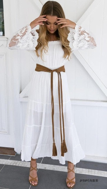 TEELYNN long boho dress white cotton rayon sexy off the shoulder beach Kundalini Dreams TEELYNN long boho dress white cotton rayon sexy off the shoulder beach Kundalini Dreams