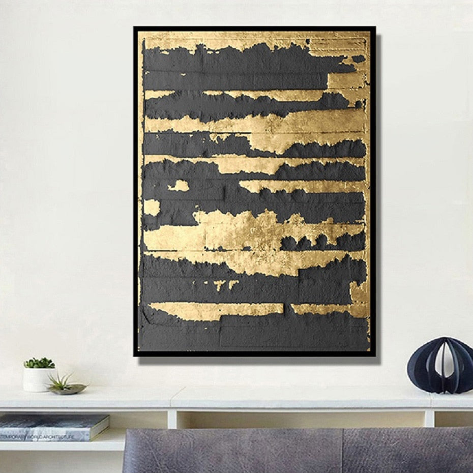 Modern Minimal Abstract Gold Canvas Art