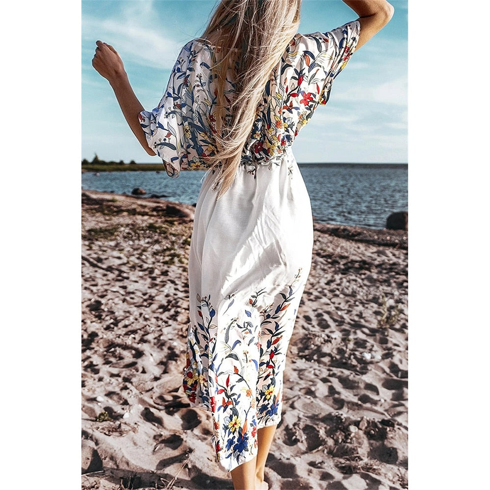 Bohemian Floral Print Cover Up