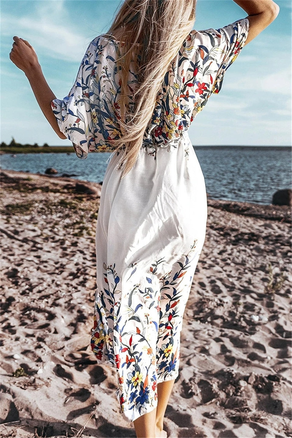 Bohemian Floral Print Cover Up