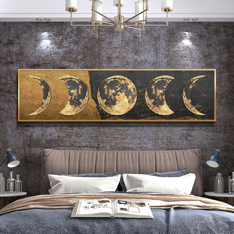 Golden Foil Moon Canvas Art
