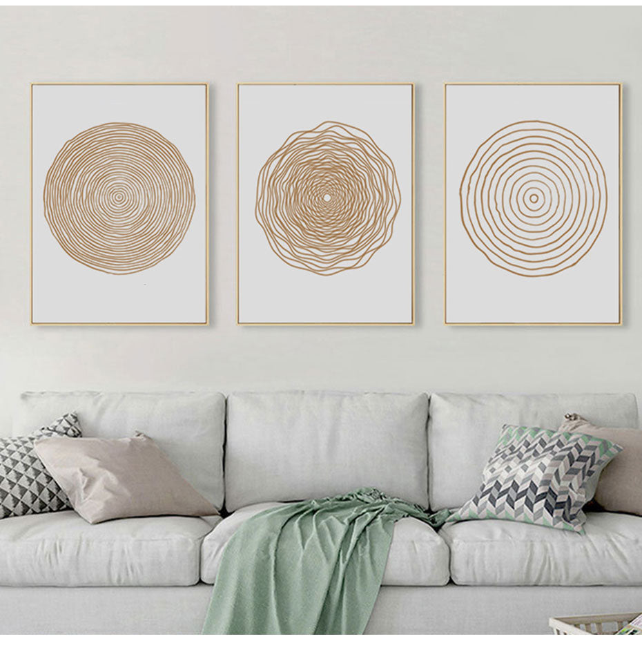 Abstract Minimal Geometric Circle Canvas Paintings
