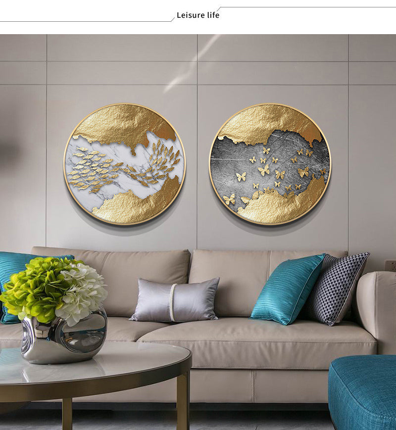 Golden Abstract Circle Wall Art Canvas